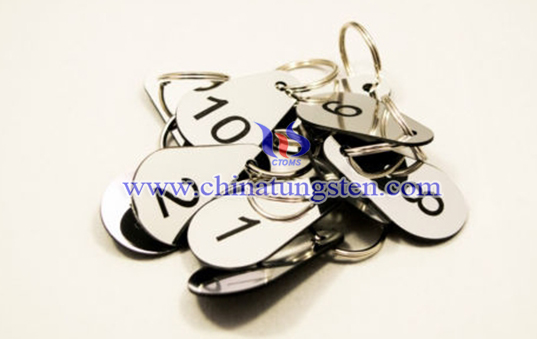 drop-shaped tungsten numbered key tag image