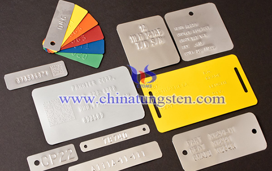 embossed tungsten equipment tag image