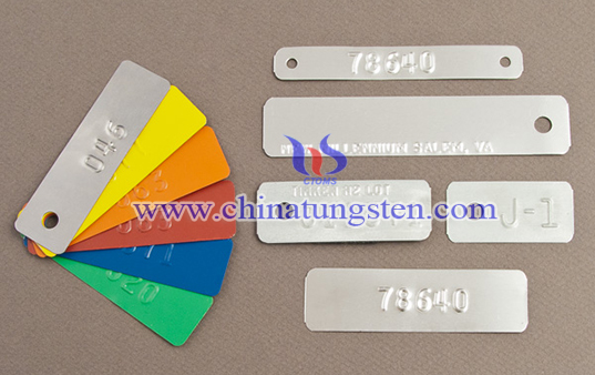 embossed tungsten equipment tag image